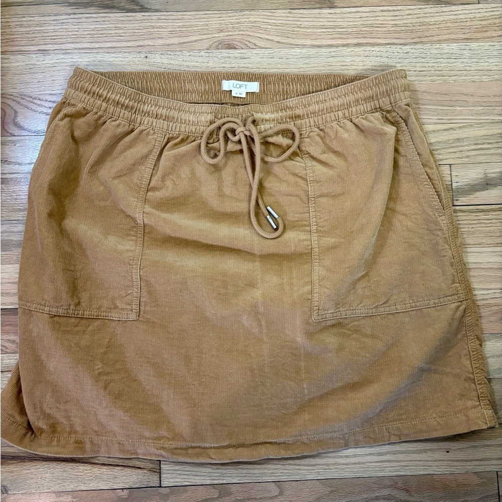 LOFT Tan Mini Cargo Skirt Tie Front